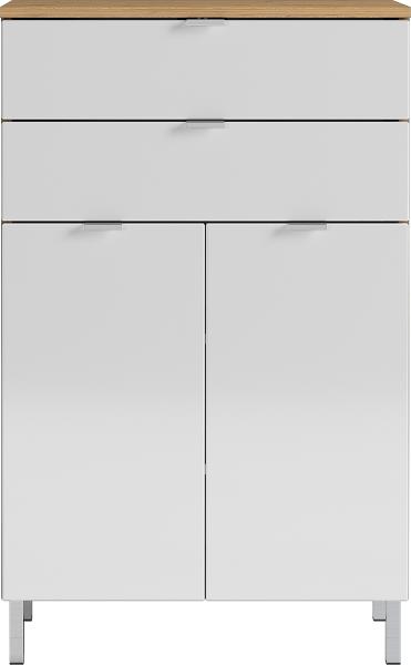 Germania Kommode 8531-552 GW-MAURESA, in grandson-Eiche-Nb. /weiß, Fronten in Hochglanz, zwei Schubkästen, 60 x 97 x 34 cm (BxHxT)
