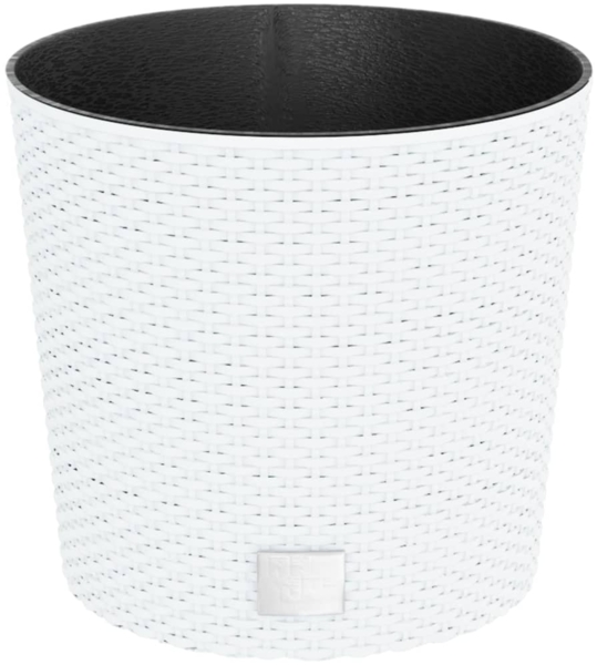 vidaXL Pflanzkübel mit herausnehmbaren Einsatz Weiß 15/15,3L PP-Rattan 364685