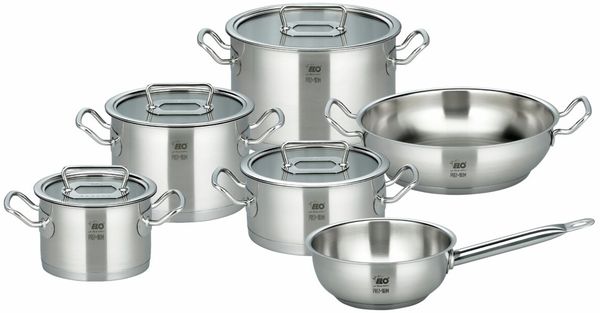 Elo Topfset 6-tlg 'GOURMET PLUS', Edelstahl silber, 35.5 x 27.5 x 63 cm, für alle Herdarten