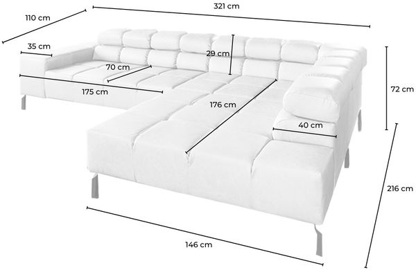 KAWOLA Sofa NELSON Ecksofa Leder olivgrün Recamiere rechts 72 x 216 x 321 cm Bild 10