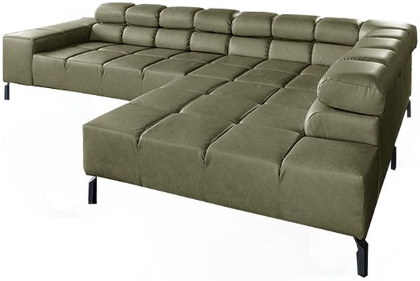KAWOLA Sofa NELSON Ecksofa Leder olivgrün Recamiere rechts 72 x 216 x 321 cm Bild 3