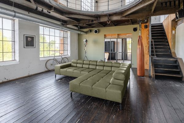 KAWOLA Sofa NELSON Ecksofa Leder olivgrün Recamiere rechts 72 x 216 x 321 cm