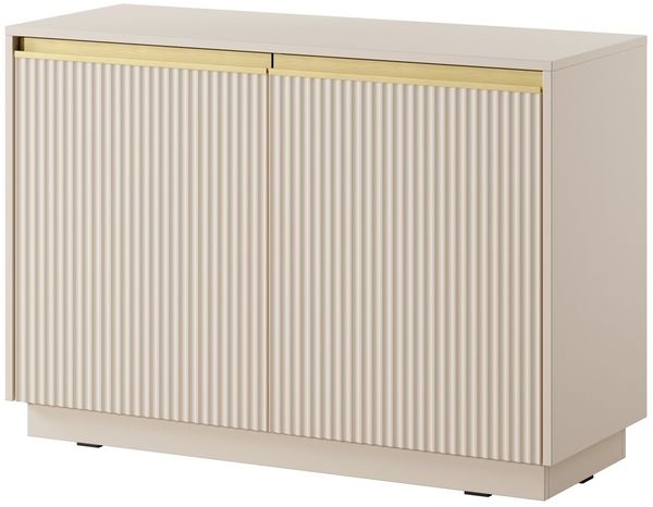 Bettso 'ROY' Kommode mit geriffelte Fronten, Holzwerkstoff Beige, 72x39x104 cm