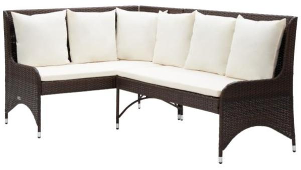 vidaXL Garten-Ecksofa 2-tlg. Poly Rattan Braun 310225