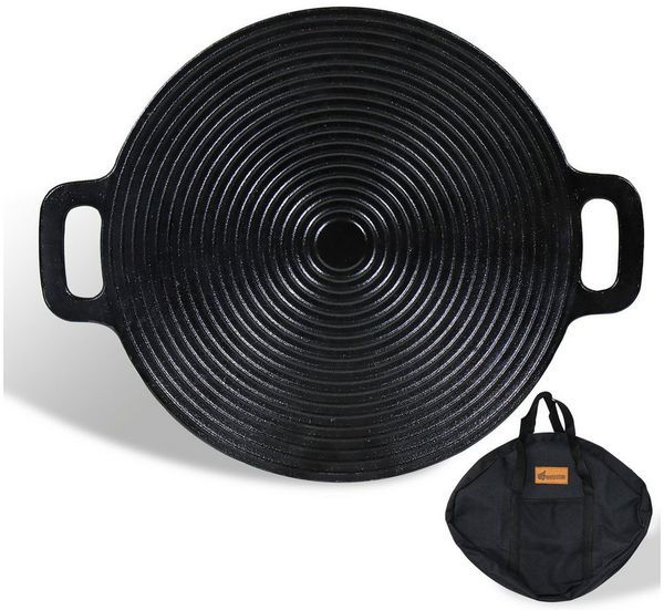 CCLIFE Grillplatte CCLIFE BBQ Grillpfanne Koreanische aus Gusseisen Runde Grillplatte