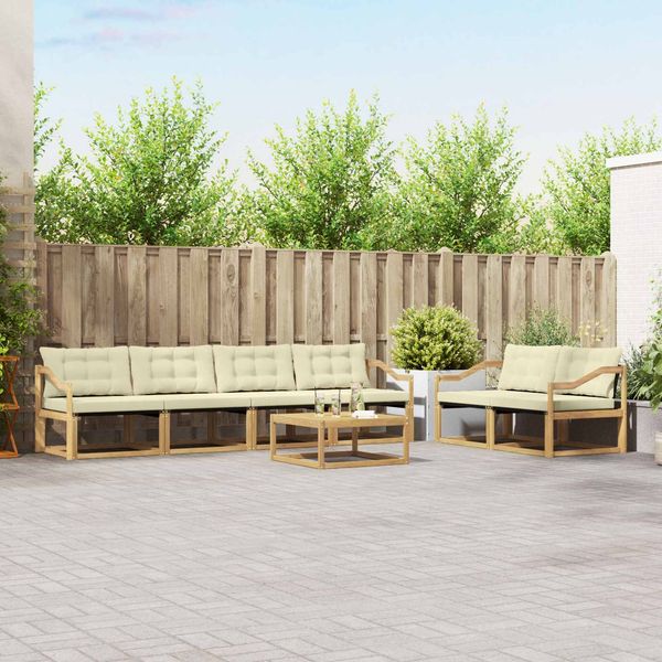 vidaXL Outdoor-Sofagarnitur 7 pcs Weiß und Creme 79 x 79 x 37 cm 3388452