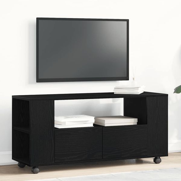 vidaXL TV-Schrank mit Rollen Schwarz Eichen-Optik 102x34,5x43cm 862479