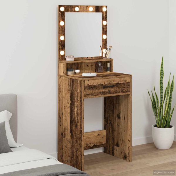 vidaXL Schminktisch mit Regal Altholz 50 x 41 x 135 cm Holzwerkstoff 865098