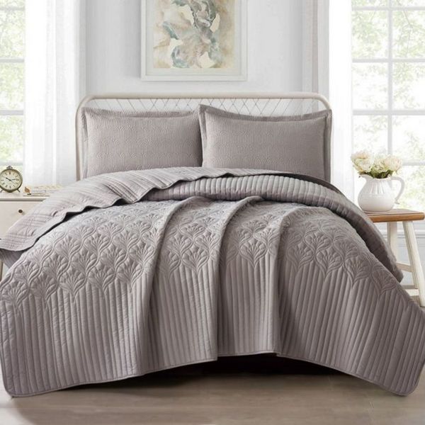alesvelt Tagesdecke Set Nilüfer Überwurf Decke 3-Teilig 240X260 CM,2-Personen