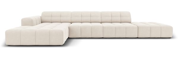 Micadoni Ecksofa Jennifer 5-Sitzer Links Samt Helles Beige