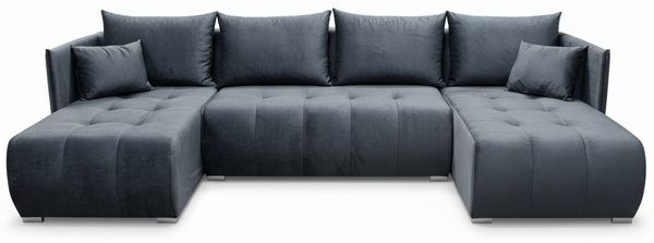 Wohnero24 NESSA U Ecksofa 292x152 cm mit Schlaffunktion 280x140 & Bettkasten – XXL Wohnlandschaft Dunkelgrau