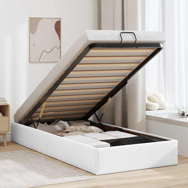vidaXL Ottoman-Bett ohne Matratze Weiß 100x200 cm Kunstleder 3310785