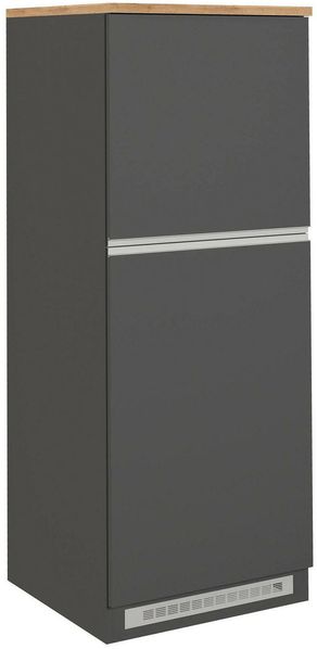 Dmora Küchenschrank Mesarthim, Mehrzweckschrank, Küchenzeile Schrank, Multifunktionales Kühlregal, 100 % Made in Italy, 60 x 60 x 165 cm, Anthrazit und Eiche