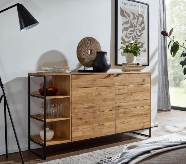 Sideboard 150x85cm "Hamburg" Wildeiche & Stahl schwarz WZ-0426