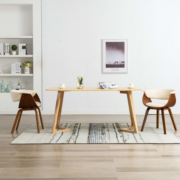 vidaXL Esszimmerstühle 2 Stk. Creme Bugholz und Kunstleder [278724]