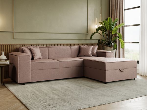 Ecksofa Sokoz L Boucle (Farbe: Coral 45, Seite: Rechts)