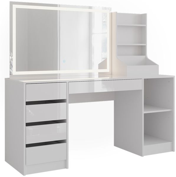 Schminktisch Sherry Weiß/Weiß Hochglanz 158.2 cm 3 Teile Vicco