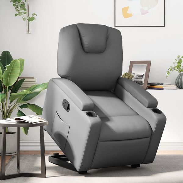 vidaXL Relaxsessel mit Aufstehhilfe Grau Kunstleder 3204433