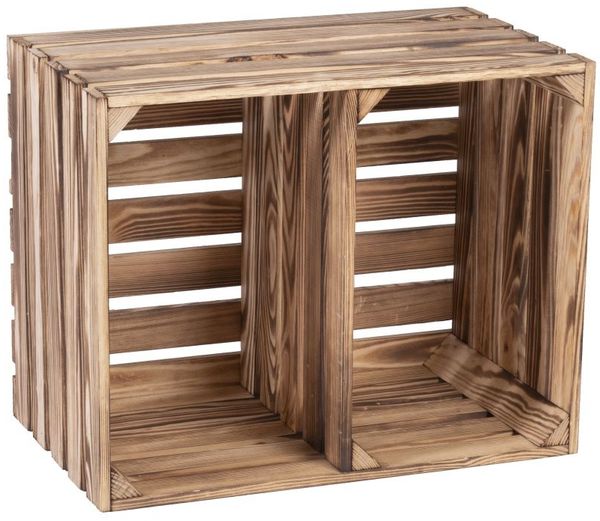 iWerk Holzkiste Geflammt mit Mittelbrett 50 x 40 x 30 cm