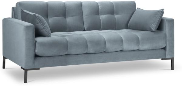Micadoni 3-Sitzer Samtstoff Sofa Mamaia | Bezug Light Blue | Beinfarbe Black Metal