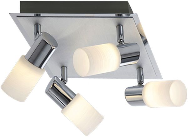 LED Deckenstrahler CLAPTON 4-flammig, Silber mit Glasschirmen, Breite 31cm Bild 2