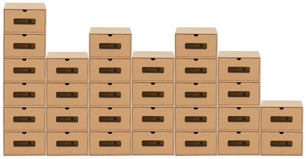 BigDean Schuhbox 30 Boxen mit Sichtfenster & Schublade Schuhe Spielzeug Werkzeug etc. (Set, 30 St, Schubkastenboxen), Bemalbar, Dekorierbar, Stapelbar