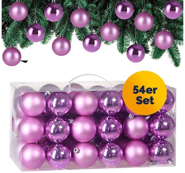 Casaria Weihnachtsbaumkugel (54 St), Weihnachtskugeln 54er Set Weihnachtsbaumkugeln Weihnachtsdeko matt