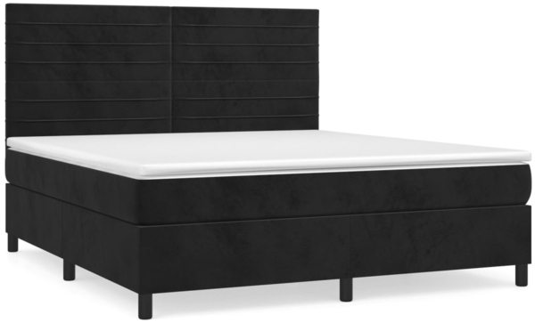 vidaXL Boxspringbett mit Matratze Schwarz 180x200 cm Samt 3143099