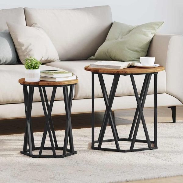 vidaXL Couchtisch 2 pcs Altholz Ingenieure Holz und Stahl 868265