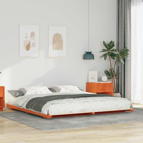 vidaXL Bettrahmen Wachsbraun 180 x 220 cm Massives Kiefernholz 873138