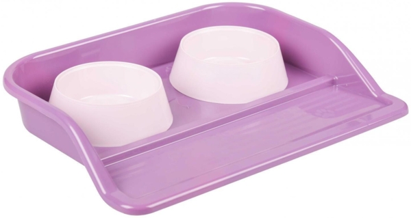 Set 2x 0,3L Futternapf Fressnapf Wassernapf Futternapfunterlage Katze Hund lila-rosa