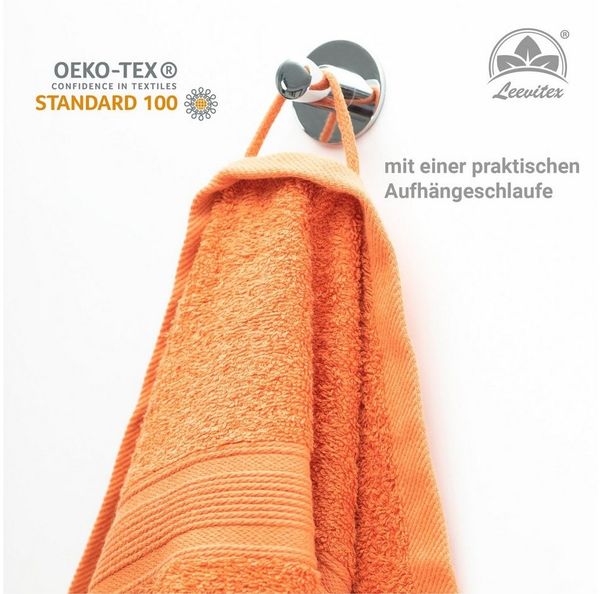 leevitex® Saunatuch Saunatuch Frottee XXL, (2-St), 80 x 200 cm, extra groß & saugfähig, Terrakotta/Dunkelorange Bild 3