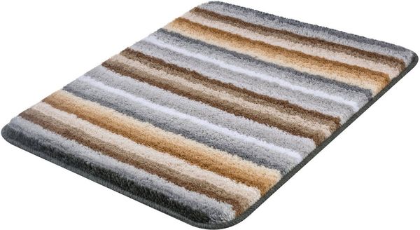 Kleine Wolke Badematte Funky, Badvorleger, Badezimmer Teppich, Höhe 18 mm, rutschhemmend beschichtet, fußbodenheizungsgeeignet, Kunstfaser, rechteckig, Badteppich, modernes Streifen Design, waschbar
