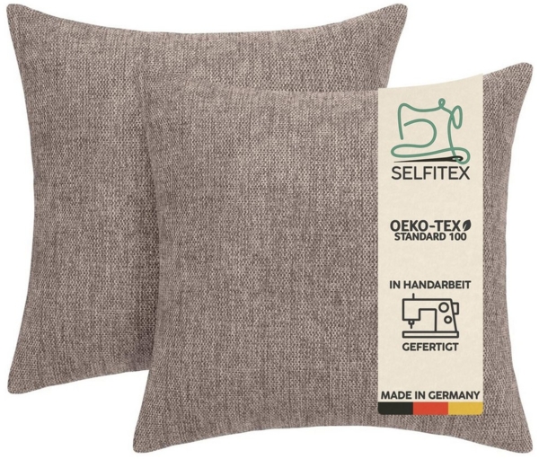 Selfitex Dekokissen 2er Set Sofakissen 40x40 inkl. Füllkissen, Canvas Stoff, strukturierte Oberfläche, weiches Füllkissen, in Handarbeit gefertigt