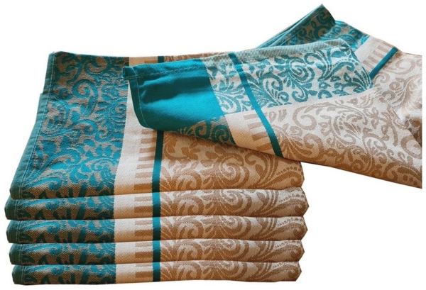 Casa Colori Geschirrtuch Geschirrtücher Trockentücher 50x70 cm, (6), in Rot Grün Braun oder Grau mit Ornamente Muster