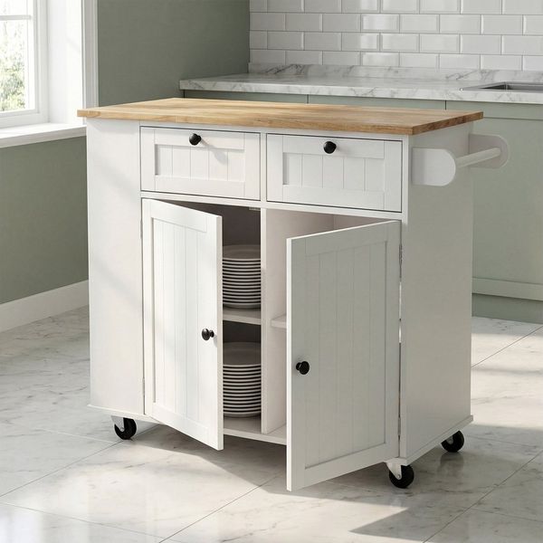 oyajia Küchenwagen Kücheninsel mit erweiterbare Arbeitsplatte, Sideboard freistehend, (Servierwagen mit Rollen, verstellbare Ablagen, 101x 44/ 74 x 87 cm), mit Schubladen & Gewürzregal