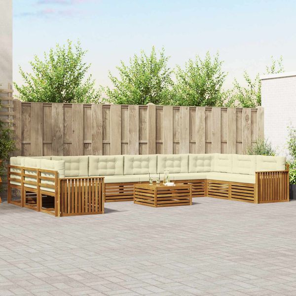 vidaXL Sofagarnituren 11 pcs Natur und Creme Massivholz Akazie 3374245