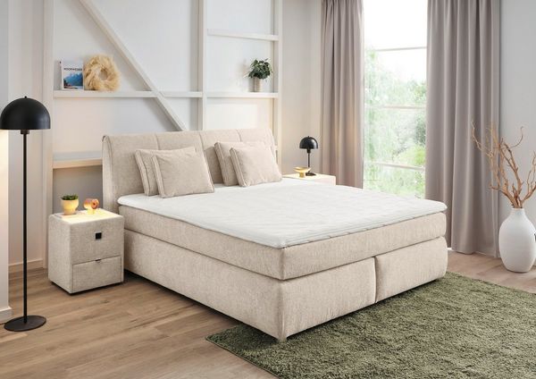 Jockenhöfer Gruppe Boxspringbett "Carla", wahlweise mit oder ohne Bettkasten, inkl. 4 Kissen, erhältlich in den Breiten 160 & 180cm
