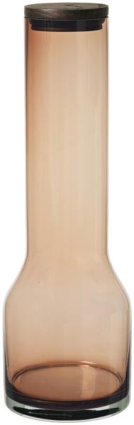 Blomus Wasserkaraffe Lungo L, Karaffe, Wasserbehälter, Glas farbig, Eiche, Silikon, Coffee, 1. 1 L, 64173