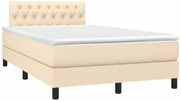 vidaXL Boxspringbett mit Matratze Creme 120x190 cm Stoff 3269749