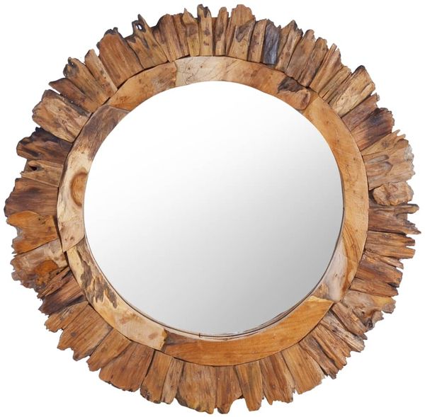 vidaXL Wandspiegel 60 cm Teak Rund 288804