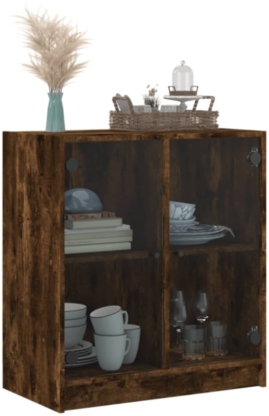 vidaXL Beistellschrank mit Glastüren Räuchereiche 68x37x75,5 cm 836424 Bild 3