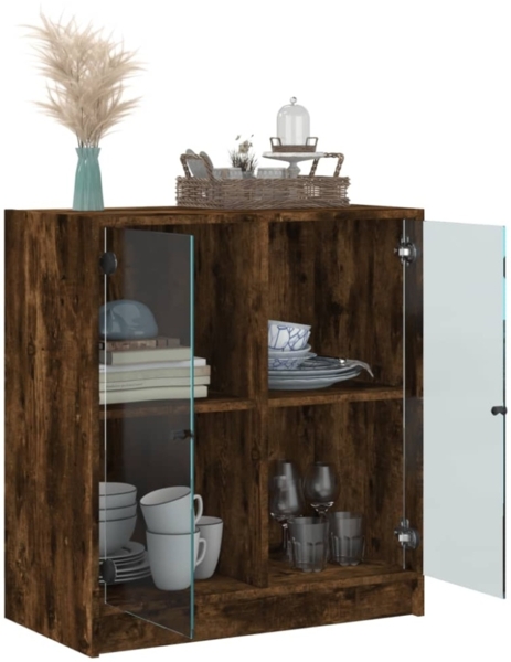vidaXL Beistellschrank mit Glastüren Räuchereiche 68x37x75,5 cm 836424 Bild 9