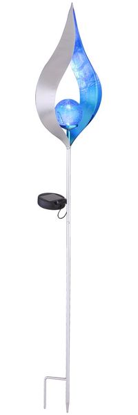 LED Solar-Steckleuchte, silber-blau, Flammen-Optik, H 90 cm