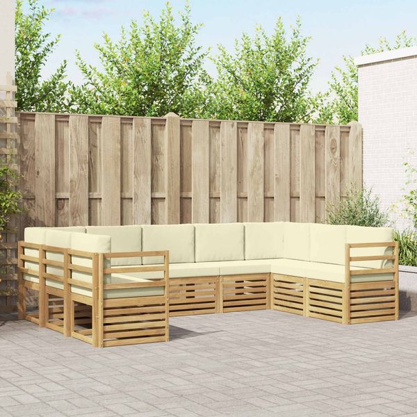vidaXL Ecksofa Set mit Kissen 9 pcs Weiß und Creme Polyester 3392485