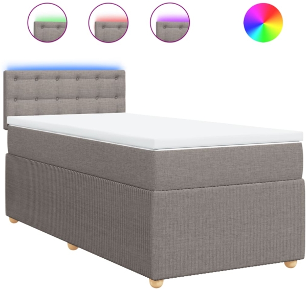 vidaXL Boxspringbett mit Matratze Taupe 90x200 cm Stoff 3289657