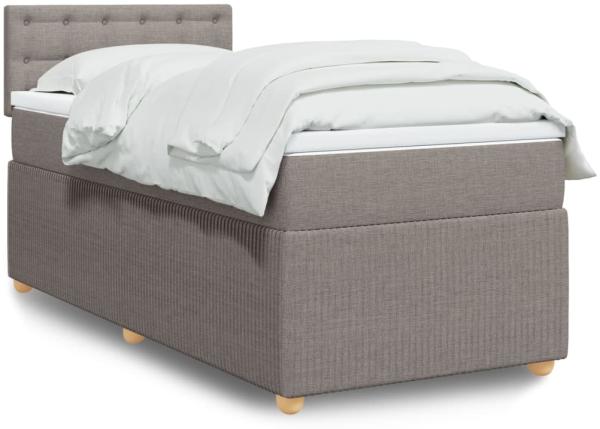 vidaXL Boxspringbett mit Matratze Taupe 90x200 cm Stoff 3289657