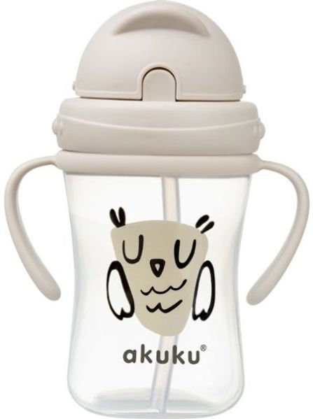 Akuku A0204 Trinkflasche mit integriertem Strohhalm (Eule)