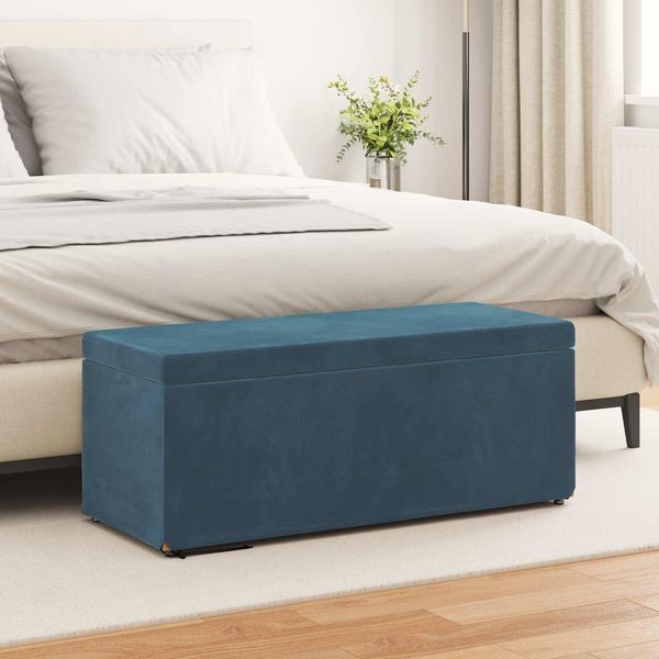 vidaXL Hocker Blau 101 x 41 x 40 cm Samt und Engineering Holz 876794