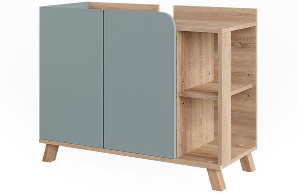 Waschbeckenunterschrank Karen Sonoma/Blau 80 x 65 cm mit 2 Türen Vicco